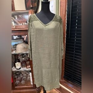 Indigo Rose Olive Green A Line Dress Lace Sz 3X